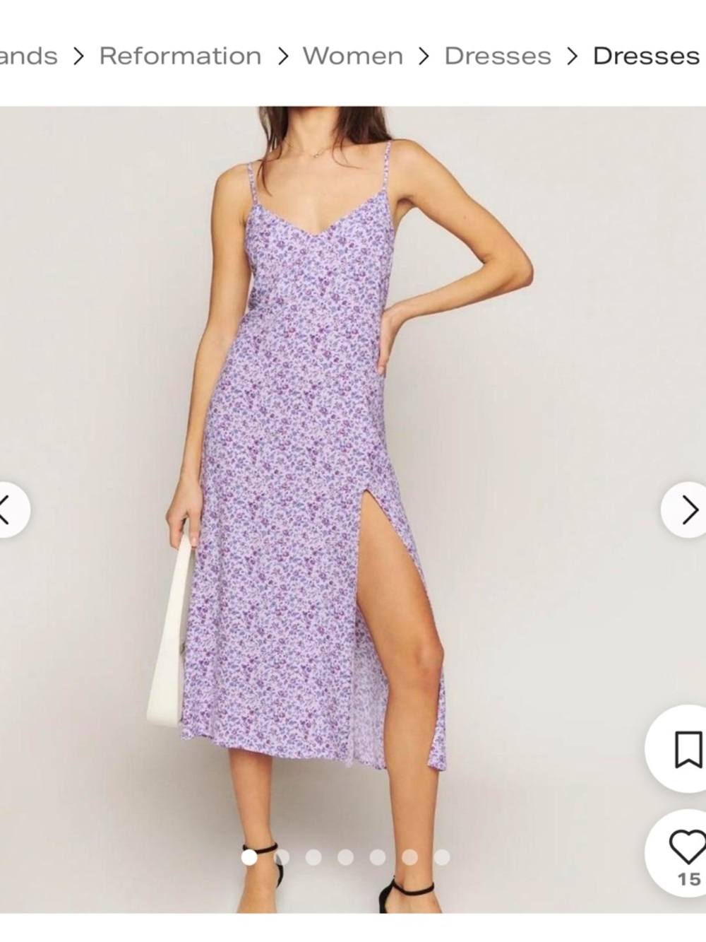 Reformation White and Lavender Floral Midi Slip Dress